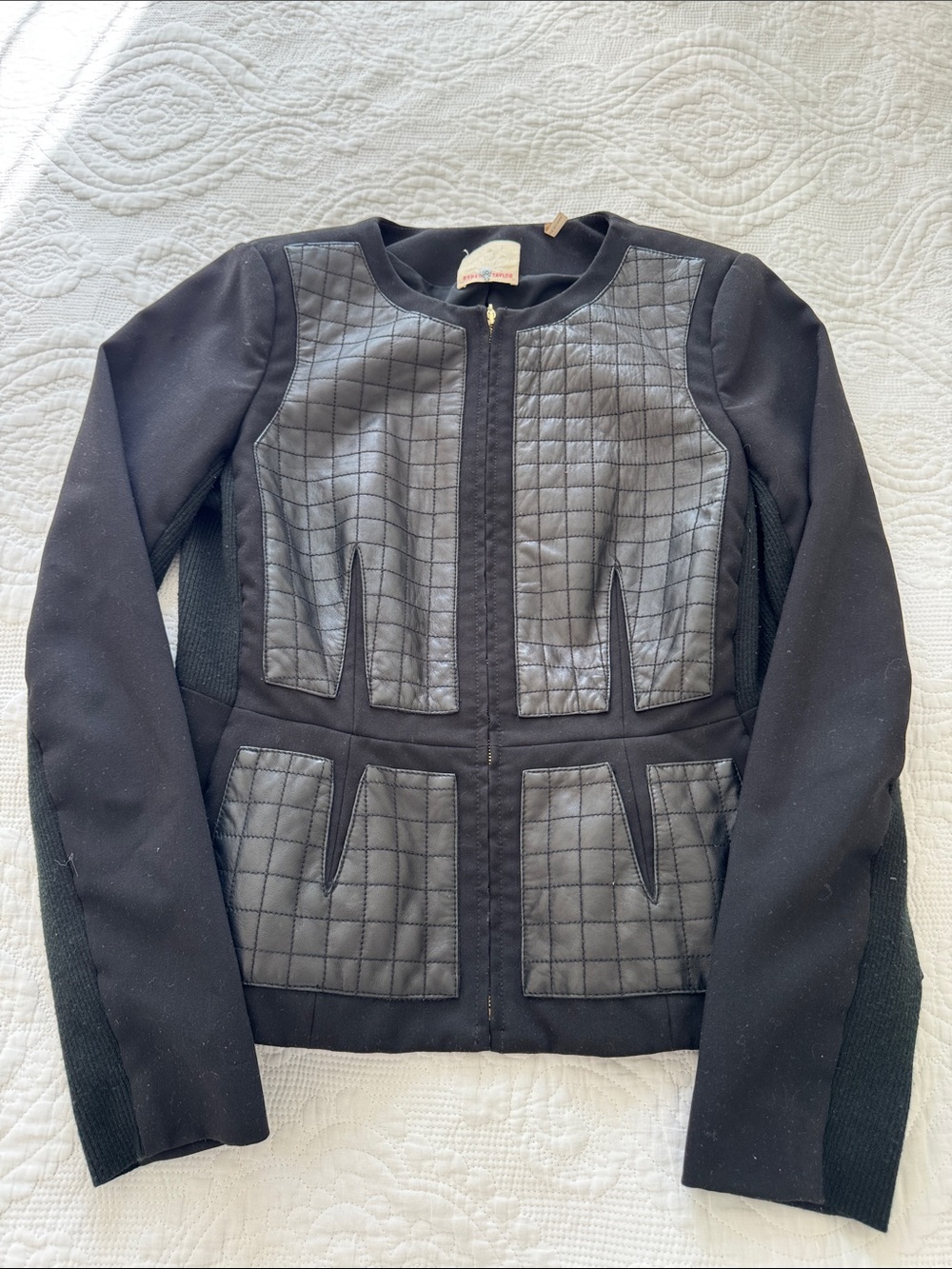 Rebecca Taylor Black Quilted-Panel Blazer Jacket